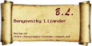 Benyovszky Lizander névjegykártya